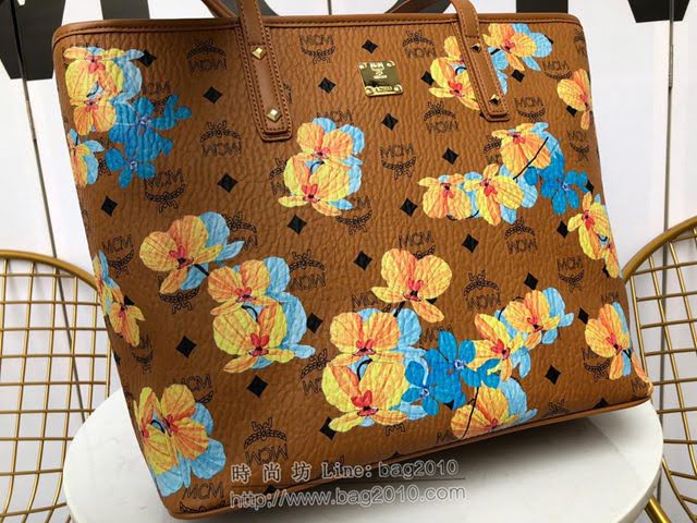 MCM女包 原單 Essential頂部拉鏈購物包 花卉圖案 MCM手提袋 MCM女單肩包  mdmc1312